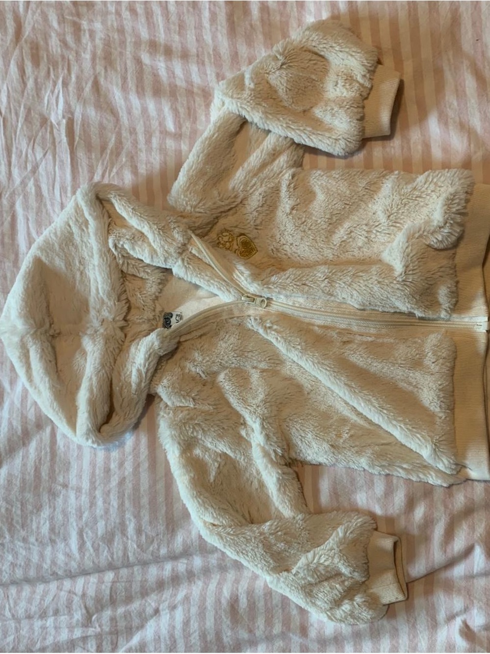 The Children's Place Cream Plush Hooded Puffer Jacket